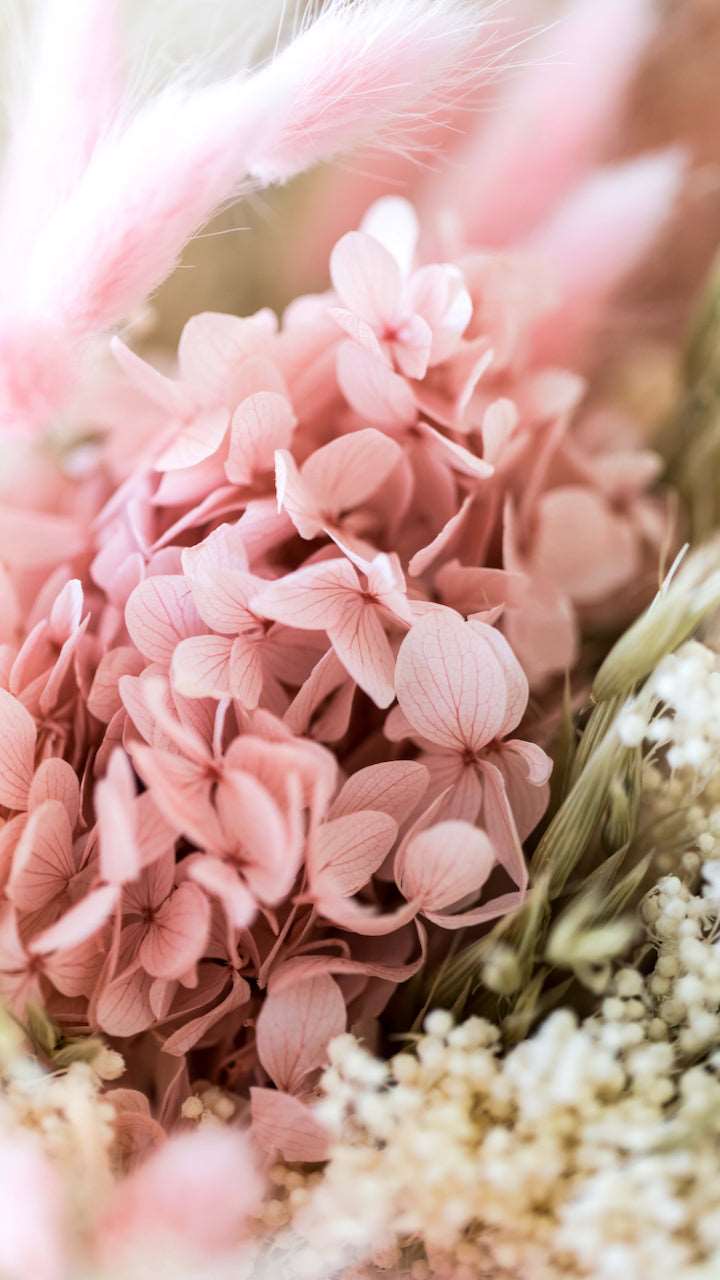 Bouquet de mariée Victoria de Dry & Myrtille - bouquet de mariée - hortensia lin mariage rose
