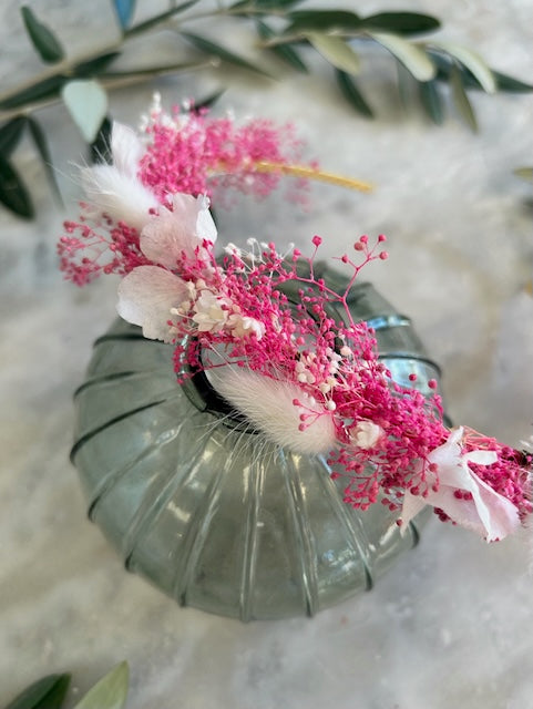 Serre-tête "Juliette" – Accessoire Floral Délicat de Dry & Myrtille - serre-tête - accessoire blanc gypsophile hortensia rose serre-tête